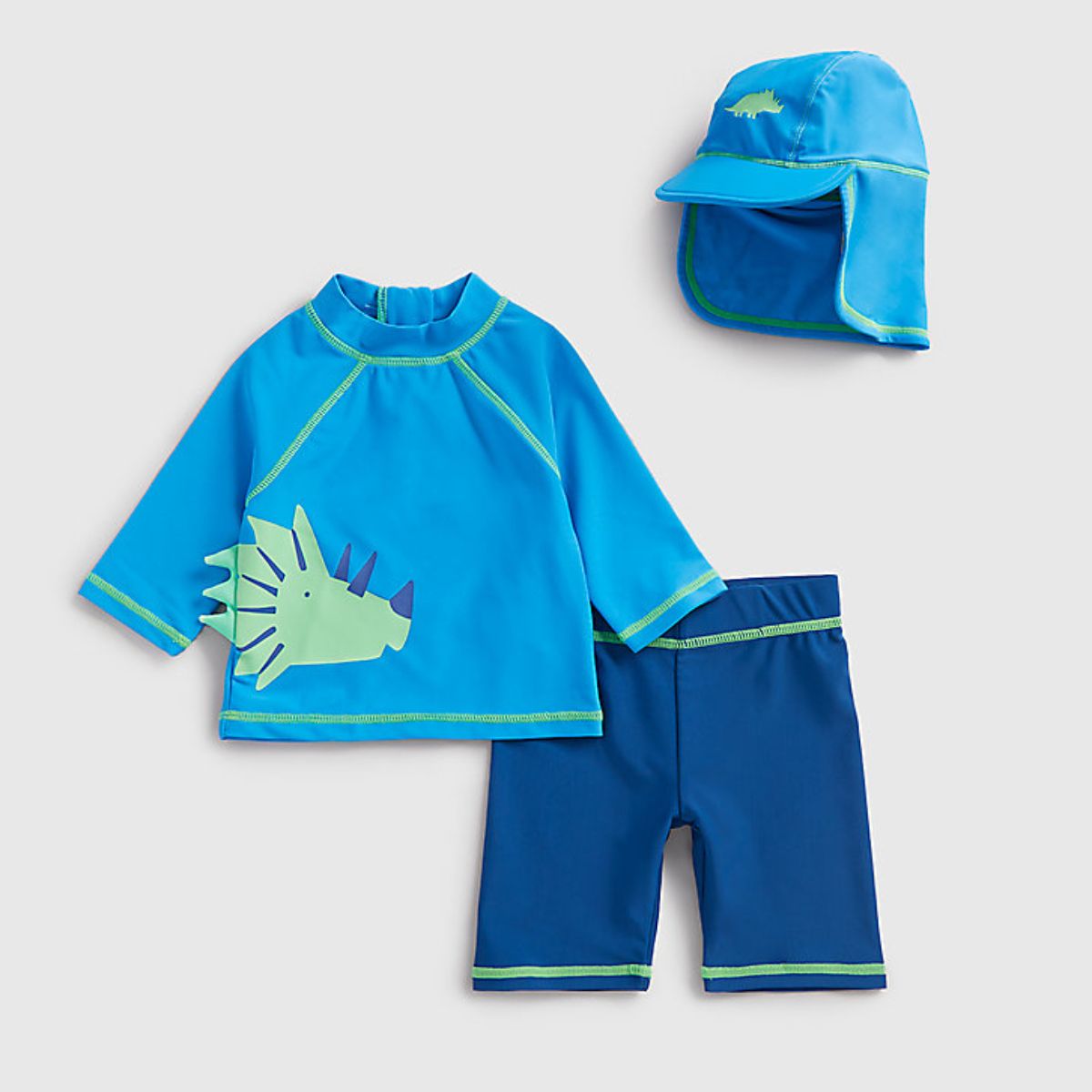 Mothercare Baby Boy Dinosaur Sunsafe Rash Vest, Shorts and Keppi Set